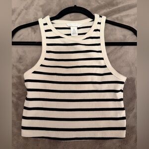 H&M Black and White Striped Crop Top